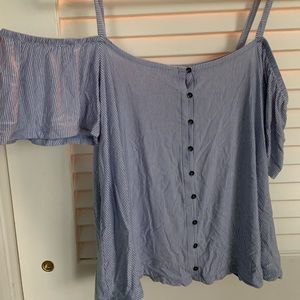 Blue and white striped top